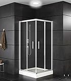 OIMEX Duschkabine mit Tasse Eckeinstieg Duschabtrennung Schiebetüren aus Echt-Glas ESG 80x80 90x90 Transparent Sichtschutz, Größe: 90 x 90 x 195cm, Farbe: Klar