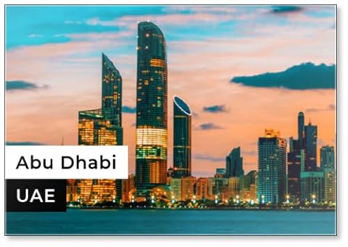 Kühlschrankmagnet Abu Dhabi Skyline bei Sonnenuntergang