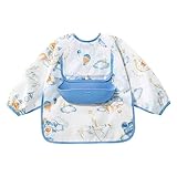Conception de protection bien pensée : la couverture complète avec coupe à manches longues protège efficacement les vêtements des tout-petits des taches causées par les déversements et constitue la solution pratique pour les parents occupés