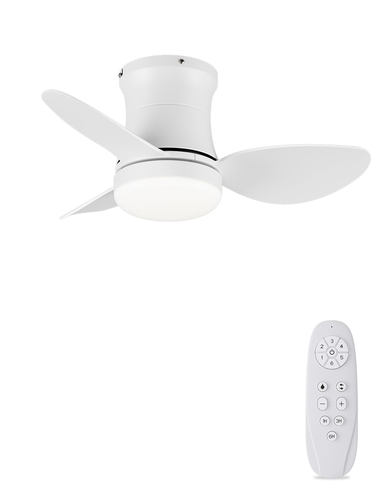 Ventilatore Da Soffitto Piccolo Silenziatore Dc Ventilatore A Soffitto Con Luce 6 Velocità Reversibile 3 Pale, Mini Led Ventilatore Soffitto Con Telecomando,Funzione Memoria,Timer (Bianco)