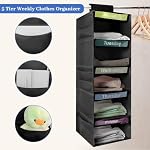 5-Shelf Weekly Clothes Organizer for Kids School Outfits (Black) - Image 4