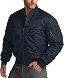 CQR Men's Casual Bomber Jacket, Outdoor Fall/Winter Zip-Up Windbreaker, Water Resistant Padded MA-1 Flight Jacket with Pocket, Watcher Operator Navy, Medium
