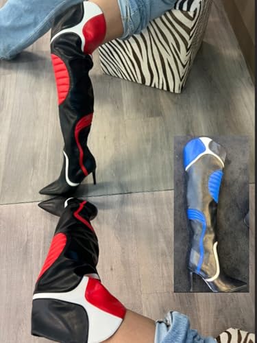 Liliana Women's Over The Knee Boots Side Zip Pointed Toe Stiletto Knee High Boots3