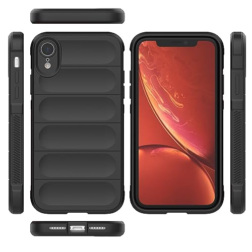 Image of Amazon Brand - Solimo Mobile Cover for Apple iPhone XR | Full Camera Protection | Liquid Silicon Case | Flexible Bumper Case for Apple iPhone XR (Black)