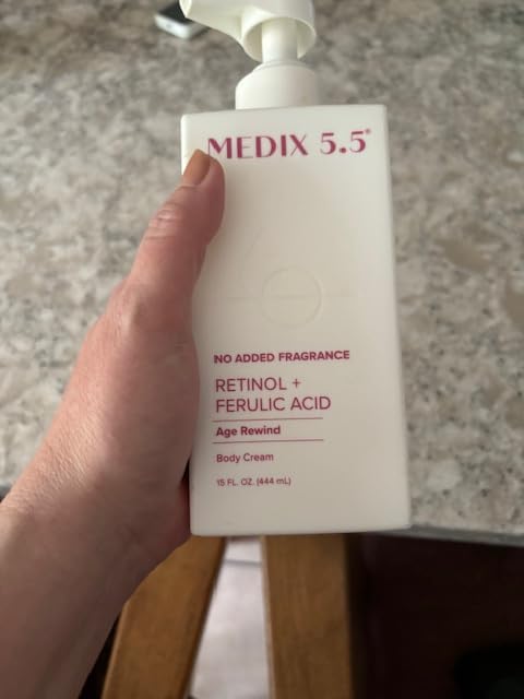 Medix 5.5 MEDIX Fragrance Free Retinol Face Moisturizer & Body Lotion Crepey Skin Care Treatment | Anti Aging Firming Retinol Cream For Face Targets Loose Crepe Skin, Wrinkles, & Fine Lines, 15 Fl Oz