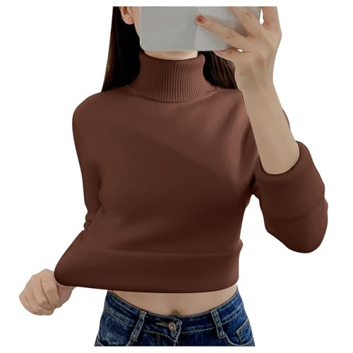 Suéter de cuello alto para mujer en punto suave de manga larga