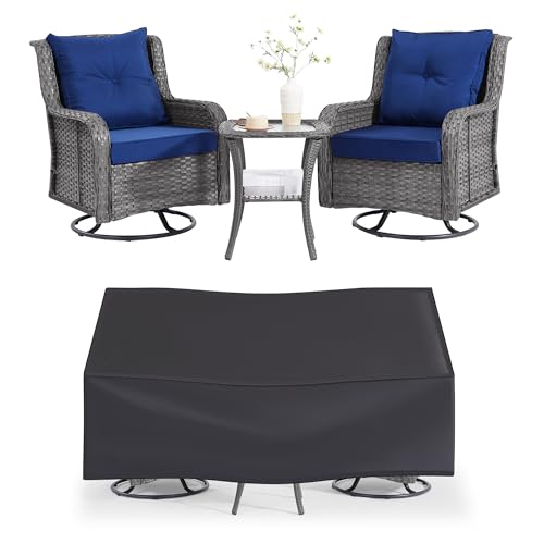 Wumiokio Wicker Swivel Chair Set