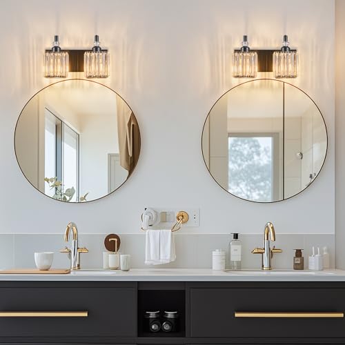 Image of 2 Light Bathroom Vanity Light Modern Black Vanity Light Fixtures Bathroom Light Fixtures Over Mirror Crystal Vanity Lighting Fixtures