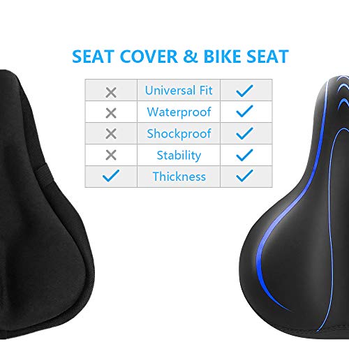 BLUEWIND Bike Seat, Most Comfortable Bicycle Seat Memory Foam Waterproof Bicycle Saddle - Dual Shock Absorbing - Best Stock Bicycle Seat Replacement for Mountain Bikes, Road Bikes (Blue)