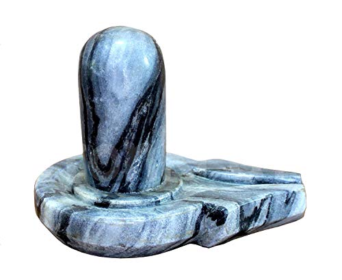 KLEO Black Marble Stone Shiva Lingam Shiv Ling Idol Murti Statue (4.25 Black)