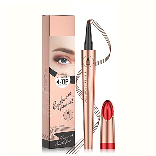 Eyebrow Pencil Micro-Blading Pen - Natural Looking 4 Point Eyebrow Pen, Eye Makeup With Long-Lasting, Waterproof, And Portable Microblading Eyebrow Hair (#1 Light Brown) #TOP6