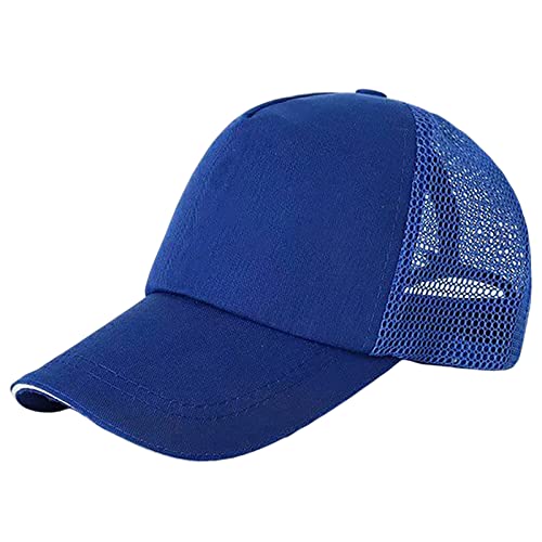 Gorra de béisbol de color sólido para niños, gorra de béisbol con visera para el sol, gorra de tenis para mujer, azul, Talla única