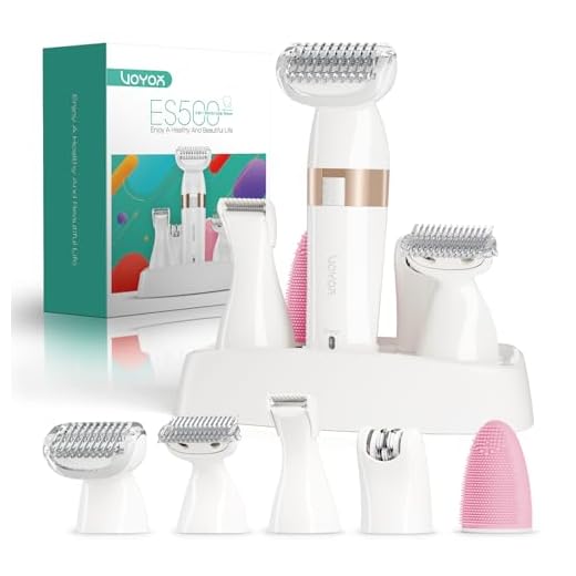 VOYOR Electric Shaver for Women Bikini Trimmer Hair Remover for Face Body, 5 in 1 Groomer Kit Lady Shaver Bikini Razor women for Hair Trimmer, Cordless Rechargeable Waterproof ES500