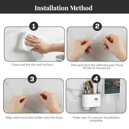 Image of Toothbrush Holder Wall Mounted, Automatic Toothpaste Dispenser Squeezer Kit -Magnetic Toothbrush Holder for Bathroom and Vanity, 4 Brush Slots (Grey, 1 Cup)