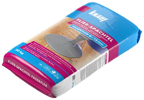 Knauf Faserflex Fließ-Spachtel, Ausgleichs-Masse, 20-kg – Spachtel-Masse, Ausgleichs-Spachtel, selbstverlaufend, Hochleistungs-Spachtel, spannungsarm, frostsicher, für 2-mm bis 15-mm Schichtdicken