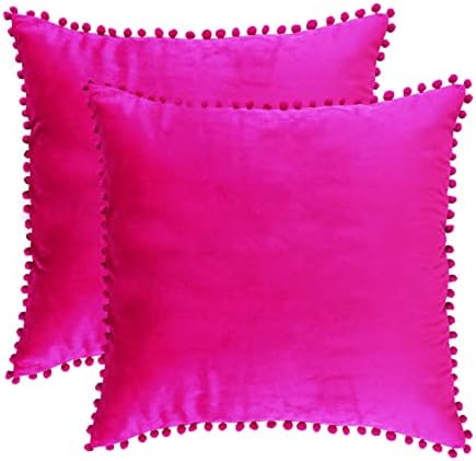 Amazon Brand - Umi Pack of 2 Decorative Throw Pillow Covers, Soft Velvet Cushion Covers For Sofa, Couch, Bedroom, Car, 18 X 18 Inches (45 x 45 cm) in Teal Color