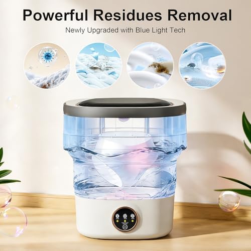 Portable Washing Machine - 22L Mini Foldable Washer with Spin Basket, Gray - 2