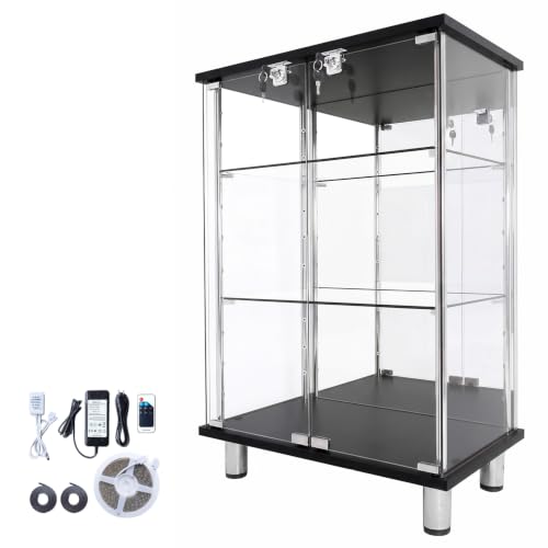�K���X�R���N�V�����P�[�X JONY �W���j�[ �w�ʃ~���[�^�C�v ��60cm �~�h�� ����90cm ���[�^�C�v �{��+LED���j�b�g�Z�b�g ���t �K���X�P�[�X �f�B�X�v���C���b�N �n���Ƌ� �R���N�V�������b�N (�{�̃u���b�N,�z���C�gLED)
