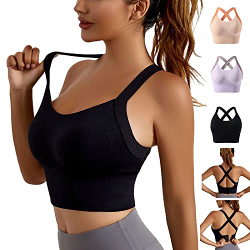 Womens Longline Strappy Sports Bras Criss Cross Back Wireless Padded Yoga Bra Workout Tank Sports Bras No Steel Ring Sports Bras Padded Sexy Sports Bras Plus Size Sports Bras Sport Bras High Support #TOP15