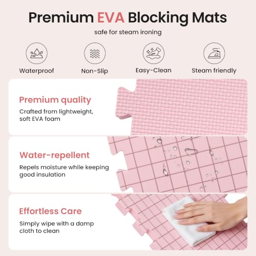 Image of Blocking Mats for Knitting - Opstin Extra Thick Blocking Boards for Crochet Projects with Gridlines - 150 T-Pins and Storage Bag Included for Knitting Supplies - Standard Mat Set - Pack of 9