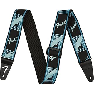 Fender Neon Monogrammed Guitar Strap, Guitar Accessories, 2in, Adjustable Length from 34″ to 59″, Daphne Blue - Les Beatles, Paul McCartney, John Lennon, RIngo Starr, George Harrison
