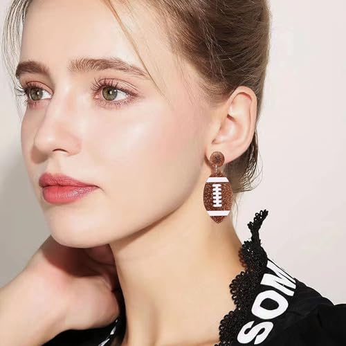Anmpab Alloy Rhinestone Football Rugby Earrings for Women Party Jewelry Dangle Drop Stud Earrings Sparkling Sports Fan Game Day Accessories3