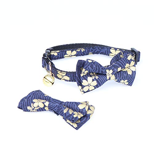 Preisvergleich Produktbild tgbvr Kunststoffknopf Japanische Kirschblüten Serie Bogen Kragen Welpe Katzenkragen Hersteller Haustier Liefert 1,0 * 35Cm Kirschblüten In Blue Bottom