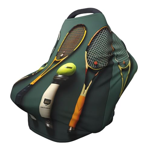 XZDHYZ Tennis balls and rackets Versatile full-print Stroller Chair Cover/Nursing Cover, specially designed for your baby, Black