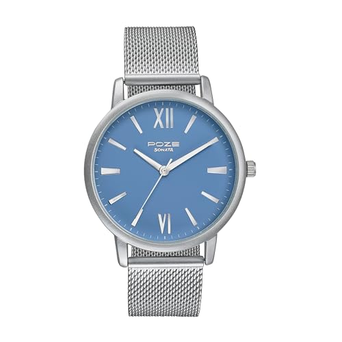 Sonata Poze Quartz Analog Blue Dial Mesh Strap Watch for Men-SP70039SM01W (B0CXDQT12J) Amazon Price History, Amazon Price Tracker