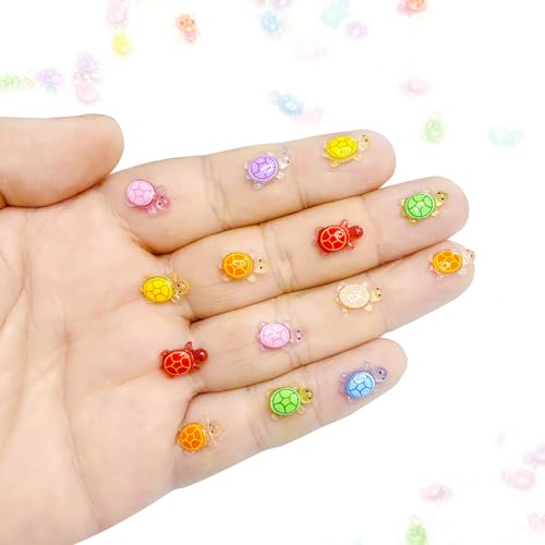 200PCS Mini Turtle Decor for Dollhouse Resin Tiny Turtles for Crafts Micro Miniature Turtle for Fairy Garden Dollhouse Micro Landscaping Decoration