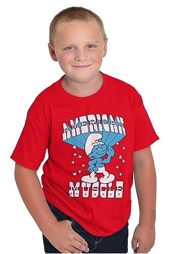 Hefty Smurf American Muscle USA Crewneck T Shirts Boy Girl4
