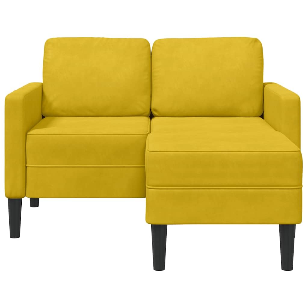 Canapé d'angle 2 Places avec Méridienne en L, Canapé en Velours Jaune 125 cm, Petit Canapé de Salon Compact et Moderne pour Studio, Appartement et Bureau