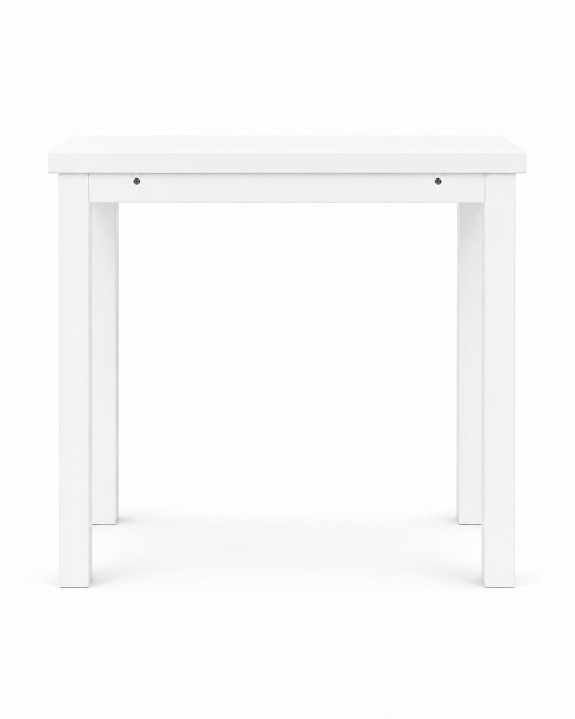 DUPI Mesa Cocina Extensible Agora | Apertura Tipo Libro | 40/80x80x76 cm | Tablero MDF 18 mm | Patas Metálicas Cuadradas | Blanco