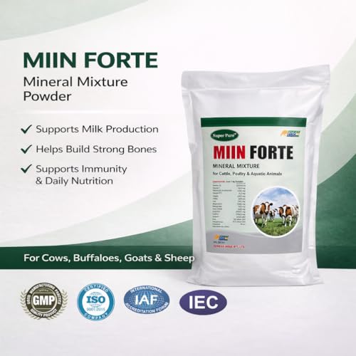 Image of MIIN Forte 20Kg Pouch | Water-Insoluble Mineral Mixture Powder for Cattle, Buffaloes, Cows & Goats | Complete Livestock Feed Supplement for Growth, Milk Yield & Immunity Booster