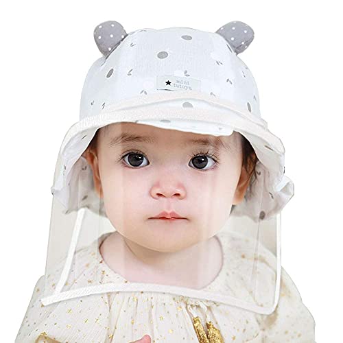 ハット 帽子 キャップ 子供のためのキッズベビー保護帽子フルフェイスシールドハット、0-3歳のための幼児のための安全カバーキャップ日 アウトドア (Color : Blue, Size : 0-6months) (ホワイト,1-3 Years)
