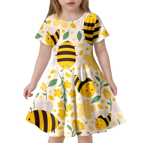 Vestido primaveral con estampado floral de manga corta para niñas 2027 elegante
