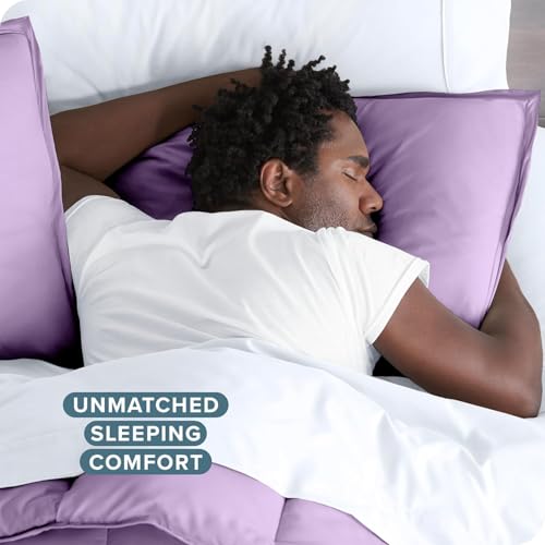 Image of Viewstar Premium Cotton Duvet Cover, King Size 91x101 Inches, 300 Thread Count, Ultra-Soft, Wrinkle-Free, Cotton-Quilt /Comforter Zipper Cover (Light Purple)