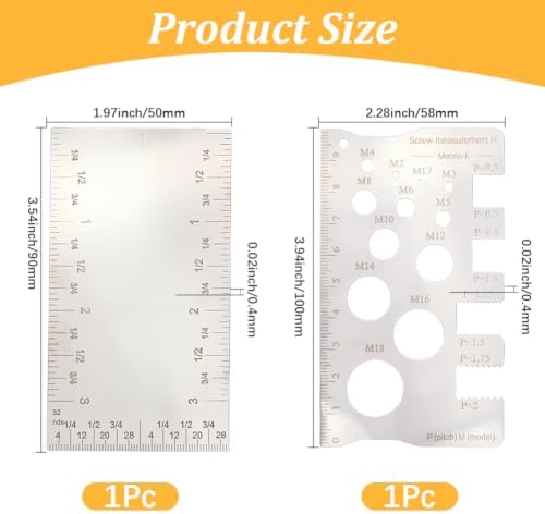 2 Styles 2Pcs 3in Stainless Steel Pocket Rule Woodworking Ruler — 사진 2