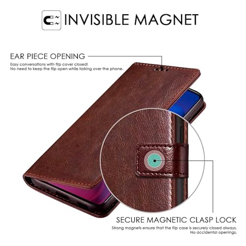 Image of Amazon Brand - Solimo Flip Leather Mobile Cover (Soft & Flexible Back case) for Honor X7c 5G (Brown)