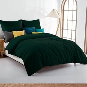 Soifox beddengoed 180x200 Groen - van microvezel strijkvrij & kreukvrij dekbedovertrek 180 x 200 set met 80x80 cm kussensloop 2-delig beddengoedset met ritssluiting