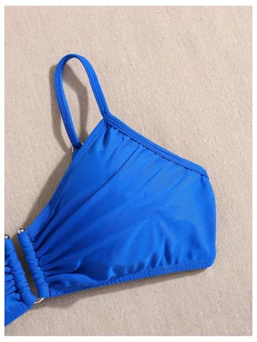 Milumia Girl's Swimsuit 2 Piece Pleated Spaghetti Strap Wired Bikini Set Beach Swimwear4