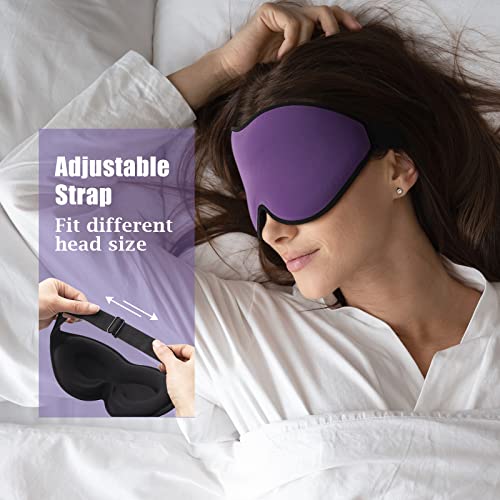 Onaez Sleep Mask, Adaptive Adjustment 3D Contoured Eye Mask For Women Men Light Blocking Sleeping Mask With Adjustable Strap, Soft Silk Eye Cover Blindfold Night Mask For Travel, Nap, Yoga - Purple #TOP6