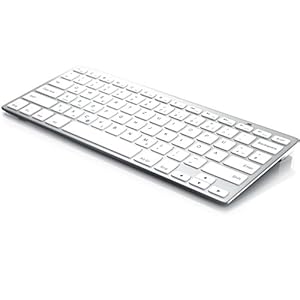 CSL – Bluetooth Slim Tastatur – Wireless Keyboard im Slim-Design – QWERTZ-Layout Deutsch – Multimedia Keys – kompatibel mit Microsoft Windows Google Android Apple iOS Mac OS X – Silber