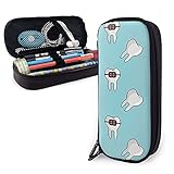 Größe: 8x3,5x1,5 Zoll AOOEDM Cartoon Dental Zähne Rote Hosenträger Leder Federmäppchen Tasche,Große Kapazität Langlebig Reißverschluss Stift Tasche Box für Jungen Mädchen Kinder,Bleistifttasche Aufbewahrung Make-up Kosmeti