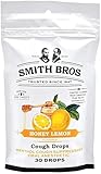 Smith Bros. Honey Lemon Menthol Cough Drops, 30 Count Bag, Sore Throat Relief Lozenges with Real Honey, Vintage Formula