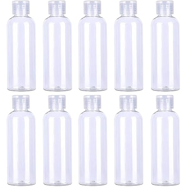 10 sztuk 100 ml zestaw butelek podróżnych z zamknięciem Flip Cap, puste plastikowe butelki z dyspenserem, przezroczyste butelki do napełniania kosmetyków z lejkiem