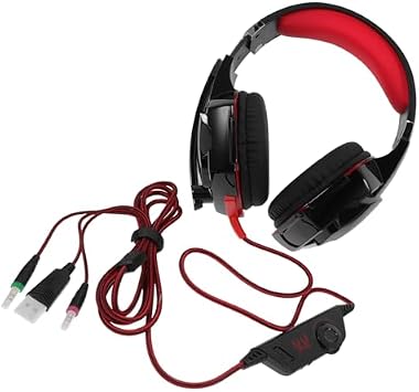 USB 7.1 Surround Sound Gaming Headset with LED Light Microphone and Comfortable Leather