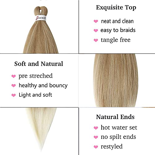 Msbelle Braiding Hair Pre Stretched 6Packs/Lot Crochet Braids Hair 26 Inch Hot Water Setting 100G/Pack Ombre Braiding Hair Synthetic Fiber Braiding Hair Extensions(26Inch,Light Brown To 613) #TOP3