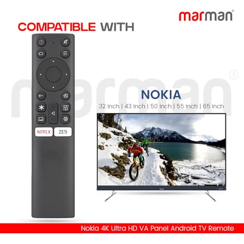 Image of marman Compatible with Nokia Tv Remote Control Suitable for Smart 4K LED UHD Android Television Without Voice Command and Google Assistant with Specific Netflix and ZEE5 Hotkeys