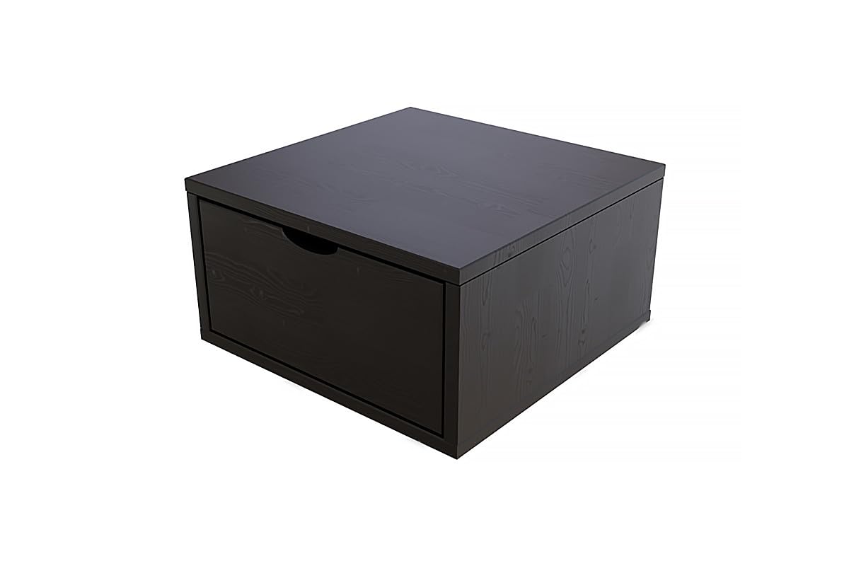 ABC MEUBLES Aufbewahrungswürfel 50x50 Cm Mit Schublade – Massivholz, Orange, Zum Stapeln